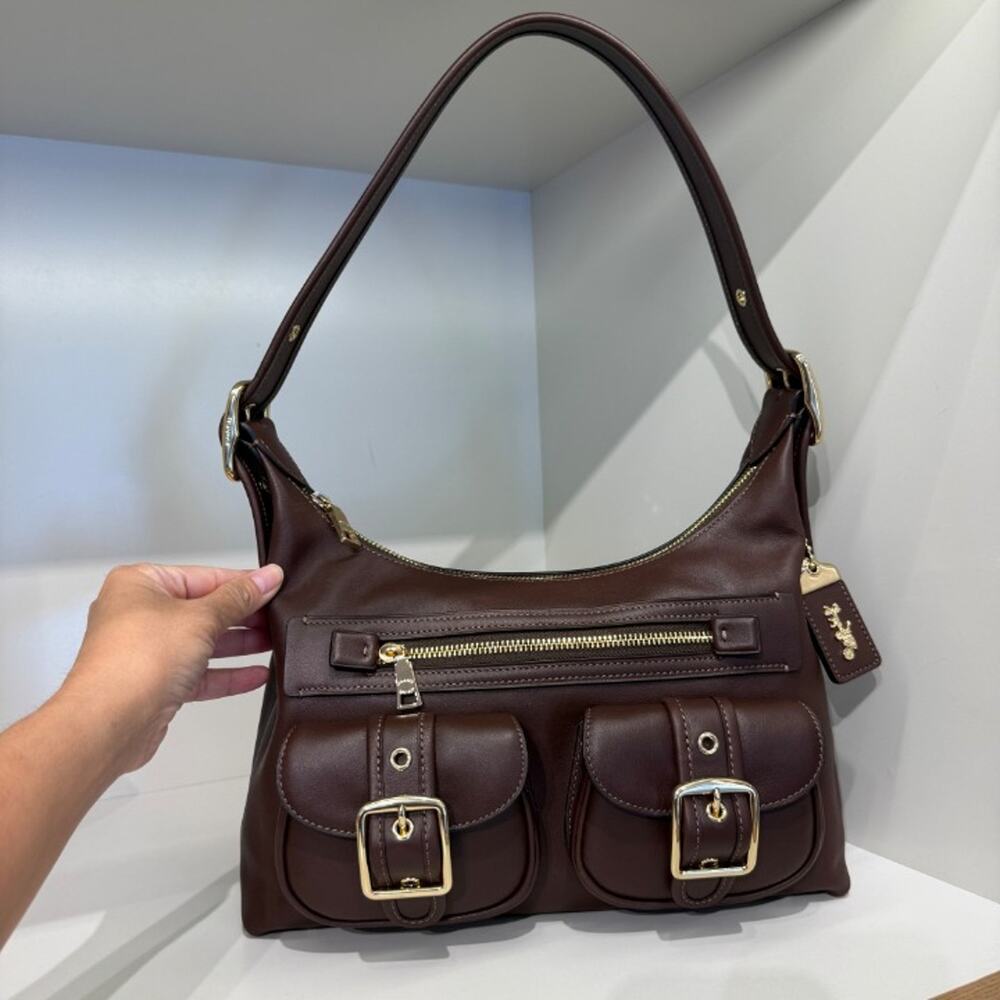 New‼️Coach Allison Zip Top Shoulder Bag CFO81 Gold/Maple